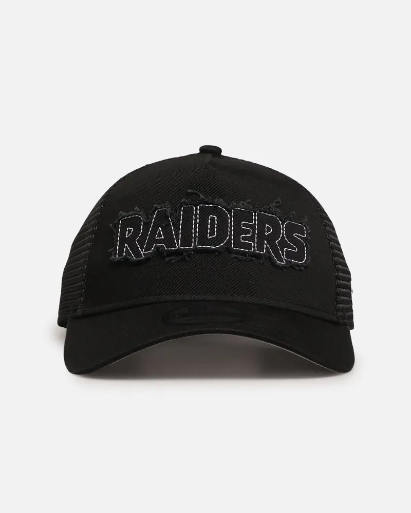 New Era Las Vegas Raiders 'Distressed' 9Forty A-Frame Trucker Snapback Black/White 1