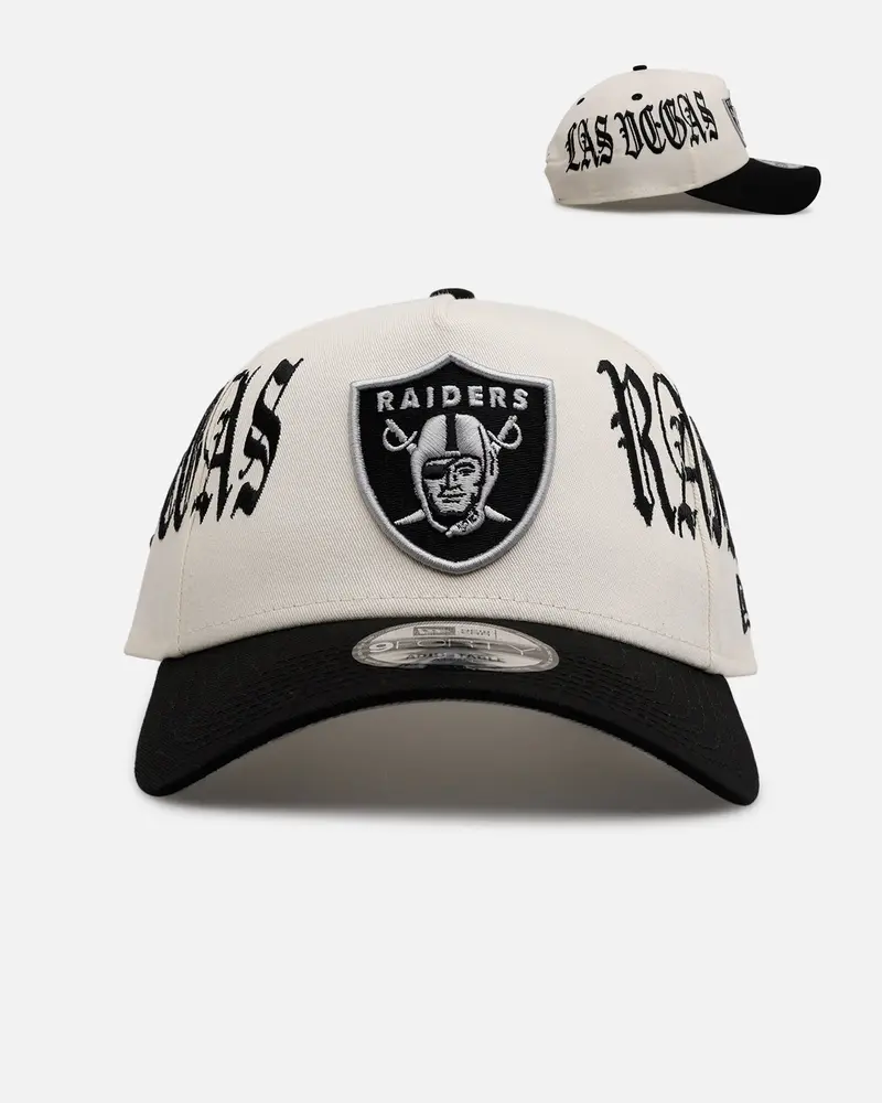 New Era Las Vegas Raiders 'Gothic Script Two Tone' 9Forty A-Frame Snapback Chrome/Black 1