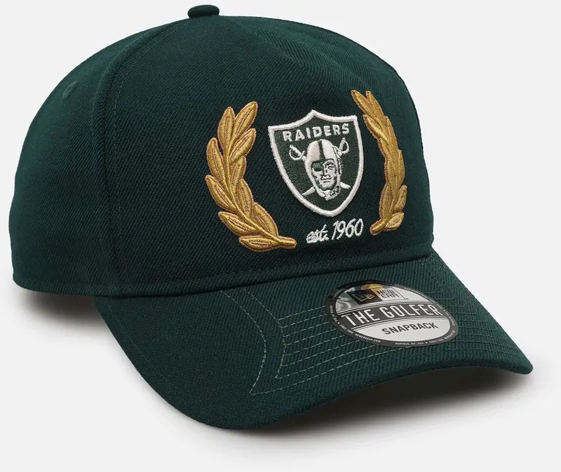 New Era Las Vegas Raiders 'Heritage Golf' Pre-Curved Golfer Snapback Cilantro Green 1