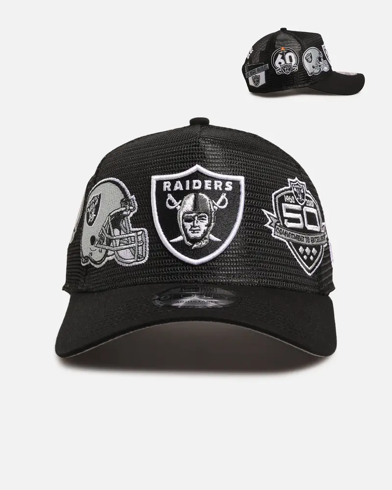 New Era Las Vegas Raiders 'Mesh Crown All Over Logos' 9Forty A-Frame Snapback Official Team Colour 1