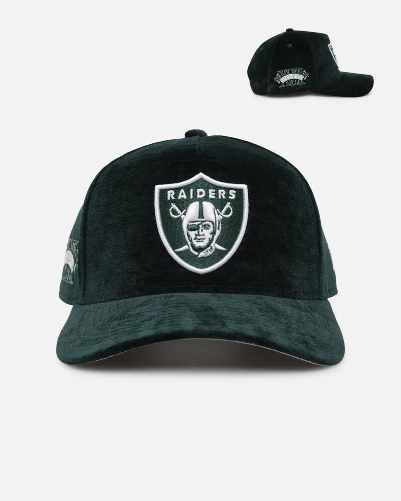 New Era Las Vegas Raiders 'Plush Chenille' 9Forty A-Frame Snapback Dark Green 1