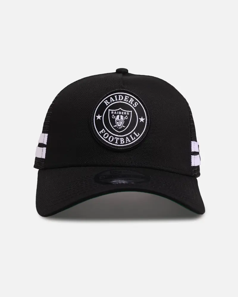 New Era Las Vegas Raiders 'Stripe' 9Forty A-Frame Trucker Snapback Black/White 1