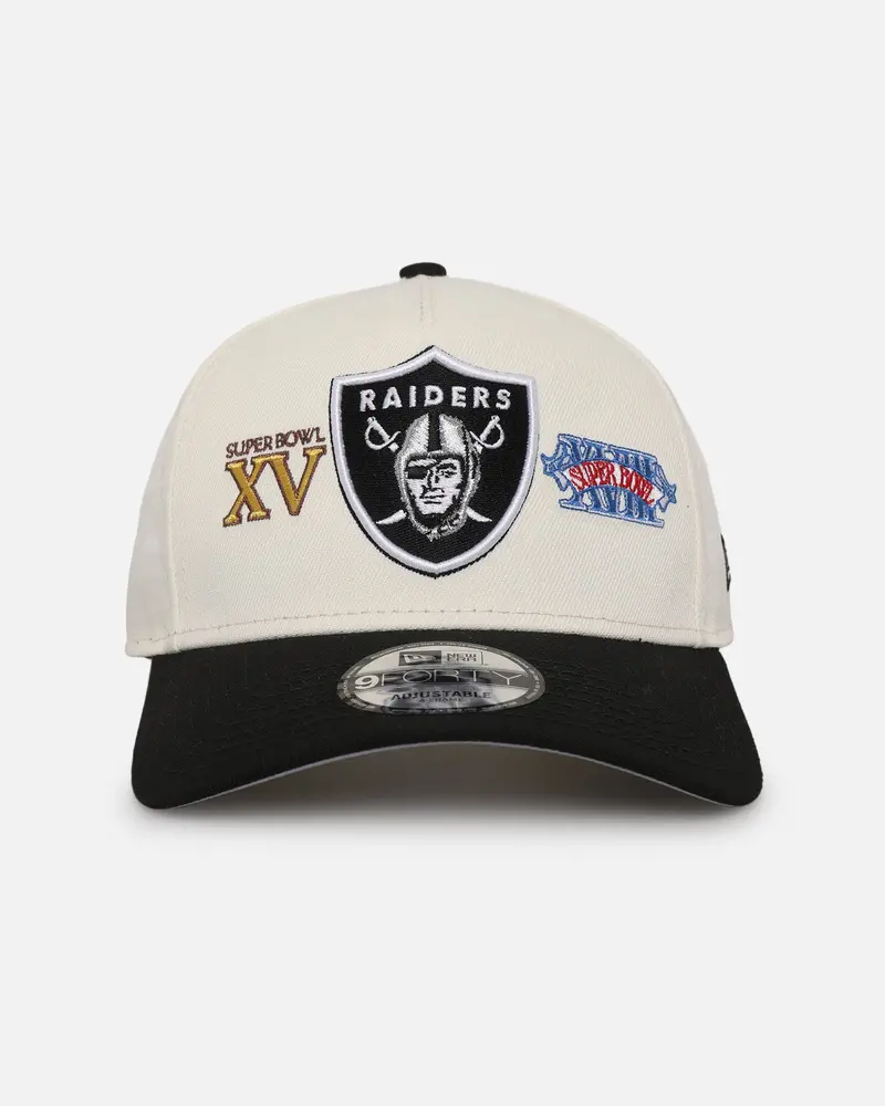 New Era Las Vegas Raiders 'Super Bowl Logos' 9Forty A-Frame Snapback Chrome 1