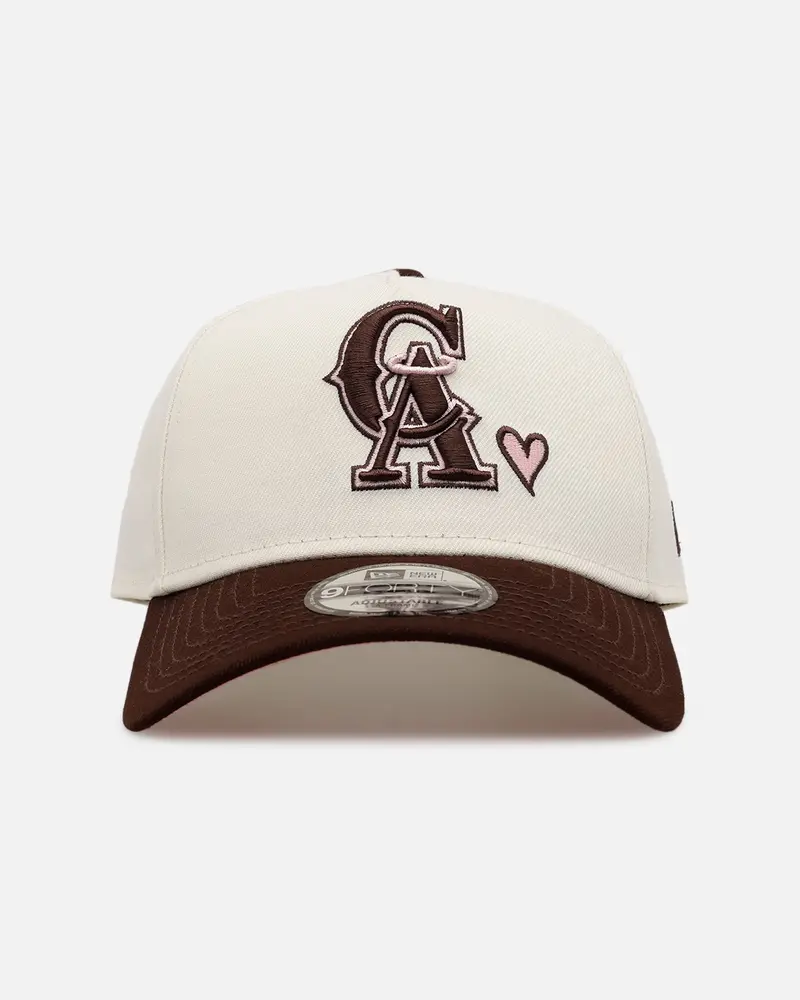New Era Los Angeles Angels 'Pink Satin Pink Hearts Walnut' 9Forty A-Frame Snapback Chrome/Walnut 1