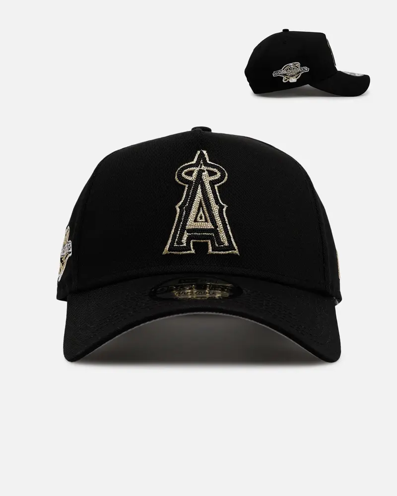 New Era Los Angeles Angels 'Raised Metallic Chainstitch' 9Forty A-Frame Snapback Black 1