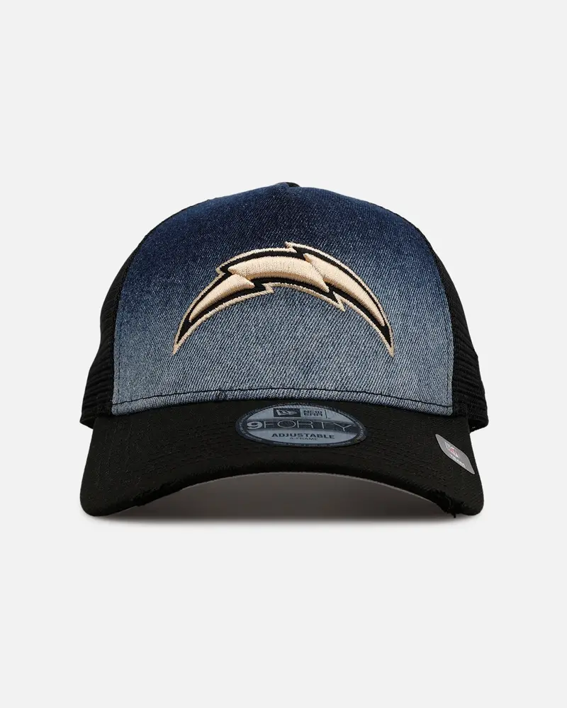 New Era Los Angeles Chargers 'Bleach' 9Forty A-Frame Trucker Snapback Denim 1