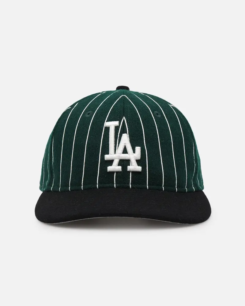 New Era Los Angeles Dodgers 9Fifty Retro Melton Pinstripe Strapback Dark Green/Black 1