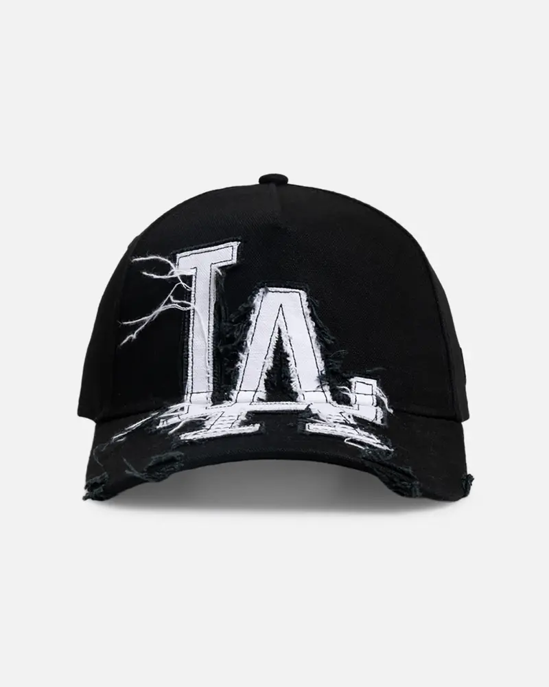 New Era Los Angeles Dodgers 'Applique Distressed' 9Forty A-Frame Snapback Black/White 1
