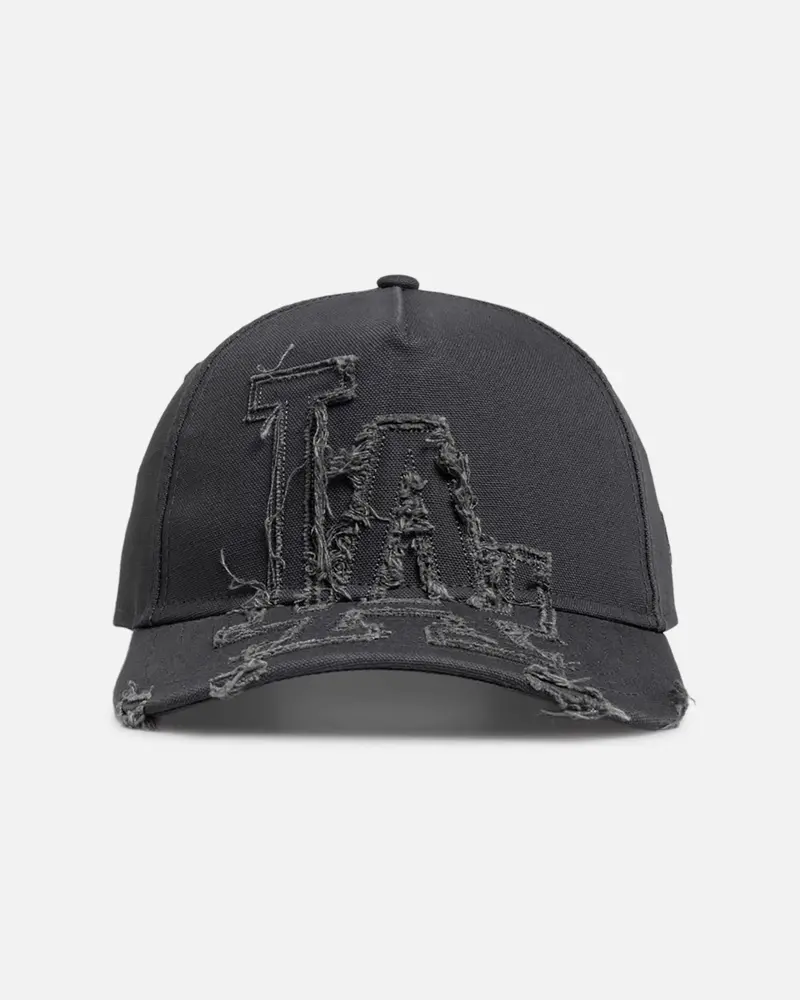 New Era Los Angeles Dodgers 'Applique Distressed' 9Forty A-Frame Snapback Graphite 1