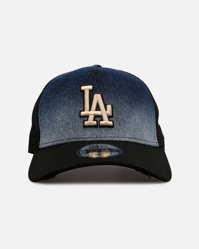New Era Los Angeles Dodgers 'Bleach' 9Forty A-Frame Trucker Snapback Denim 1