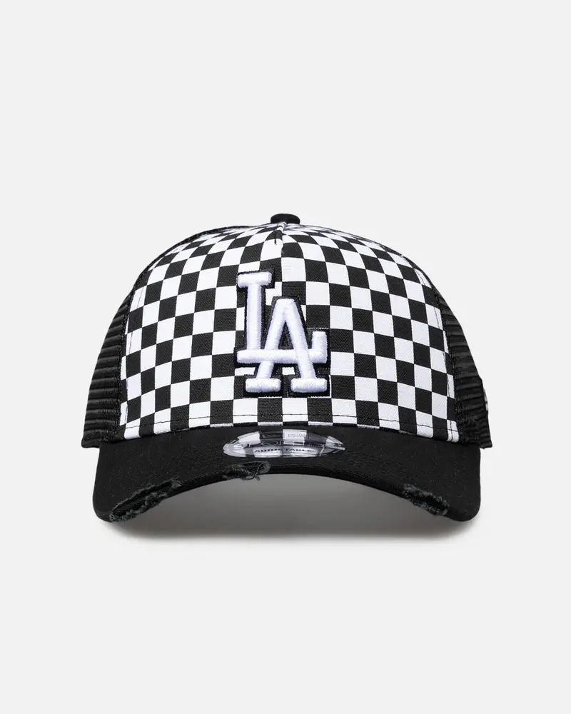 New Era Los Angeles Dodgers 'Checker Trucker' 9Forty A-Frame Trucker Snapback White 1