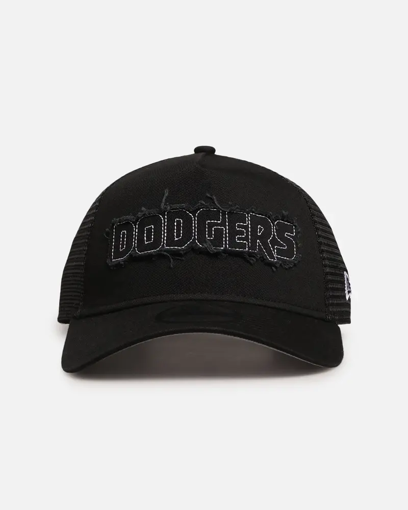 New Era Los Angeles Dodgers 'Distressed' 9Forty A-Frame Trucker Snapback Black/White 1