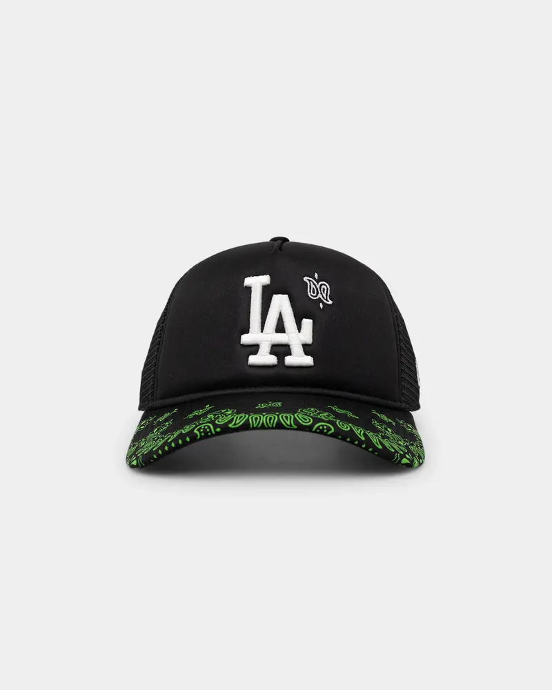 New Era Los Angeles Dodgers 'Glow In The Dark' 9Forty A-Frame Trucker Snapback Black/Neon Green 1