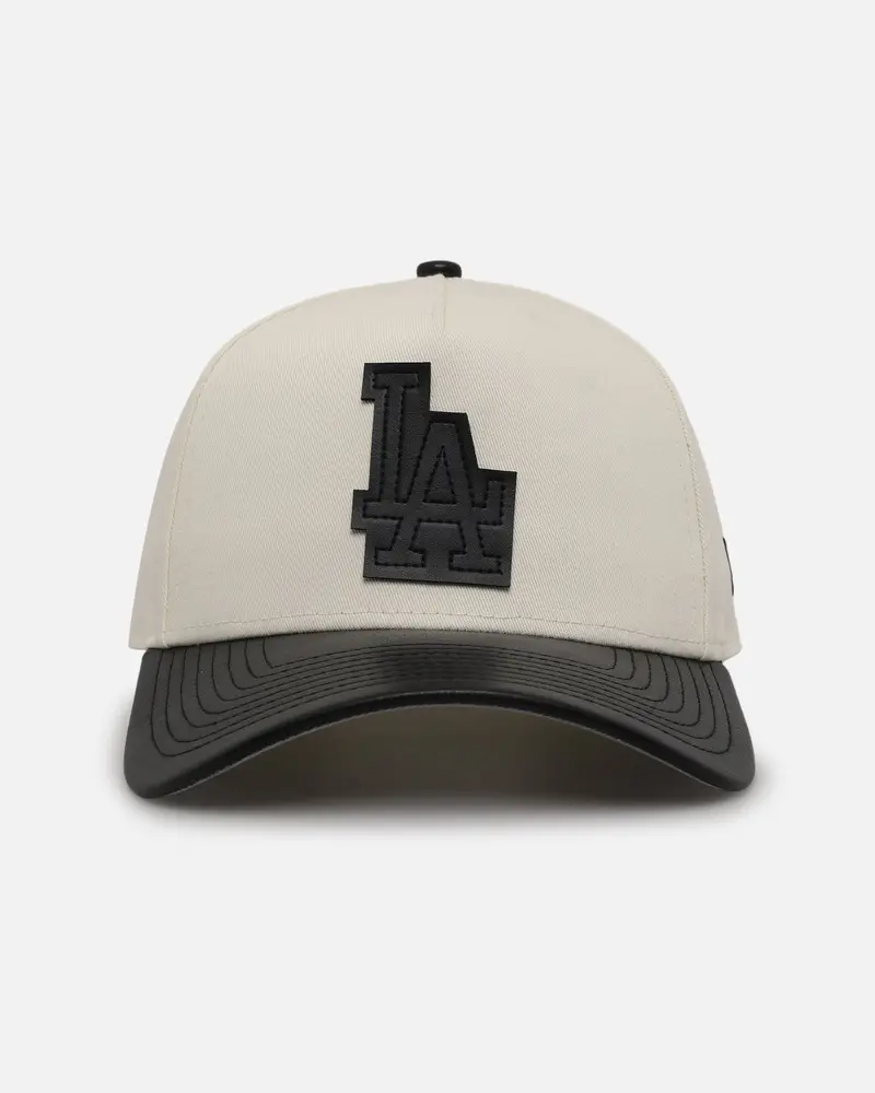 New Era Los Angeles Dodgers 'Leather Visor' 9Forty A-Frame Snapback Chrome White/Black 1