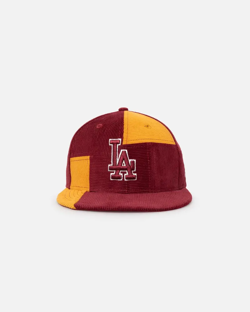 New Era Los Angeles Dodgers 'Maroon Patchwork Corduroy' 59Fifty Fitted Maroon/Yellow 1