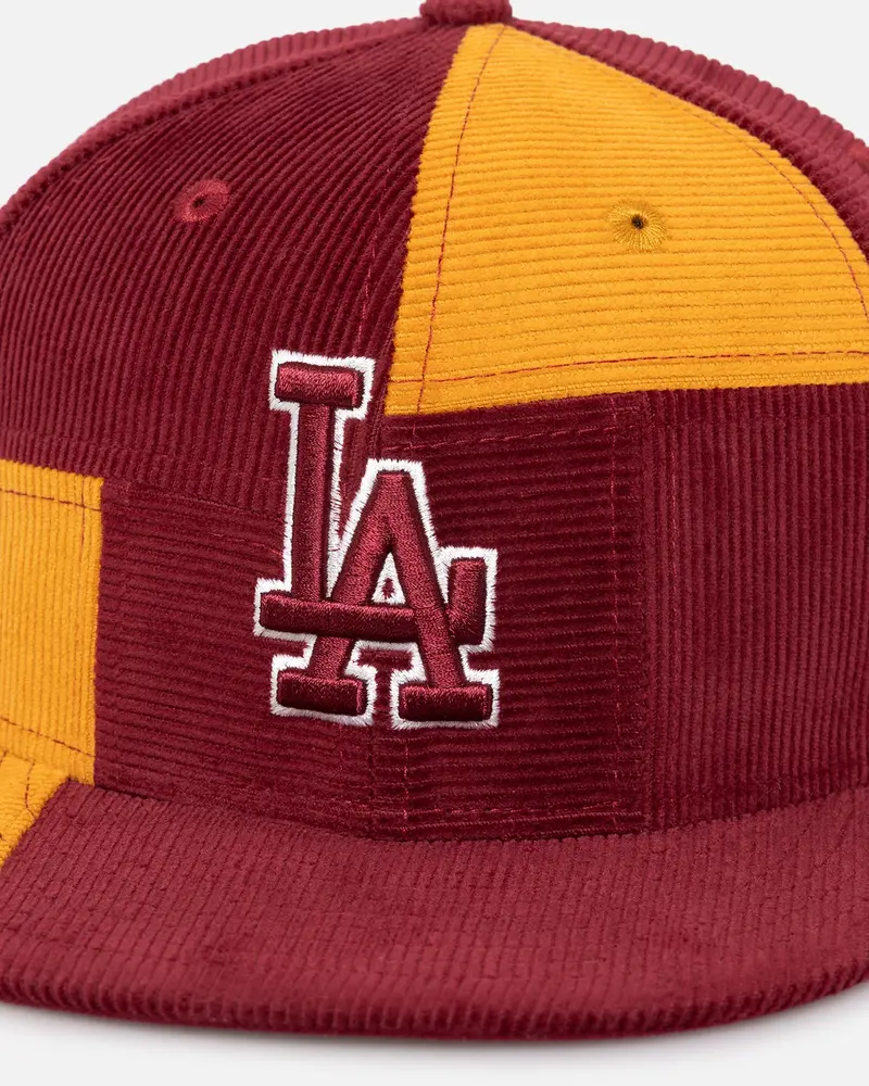 New Era Los Angeles Dodgers 'Maroon Patchwork Corduroy' 59Fifty Fitted Maroon/Yellow 2