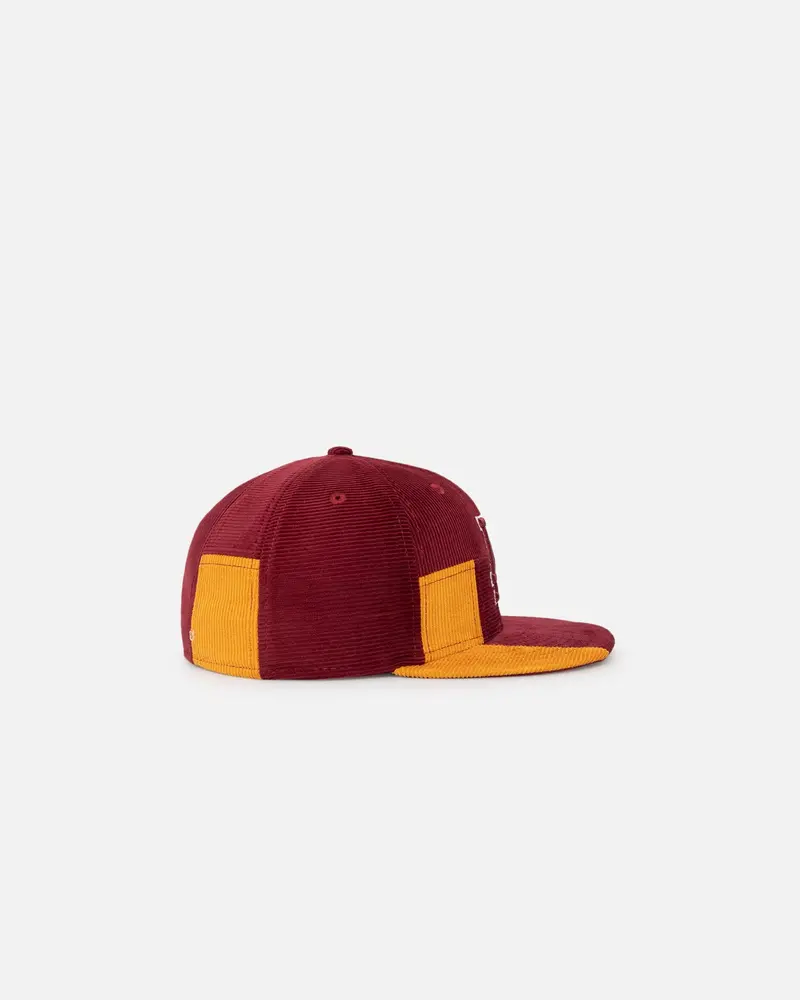 New Era Los Angeles Dodgers 'Maroon Patchwork Corduroy' 59Fifty Fitted Maroon/Yellow 4