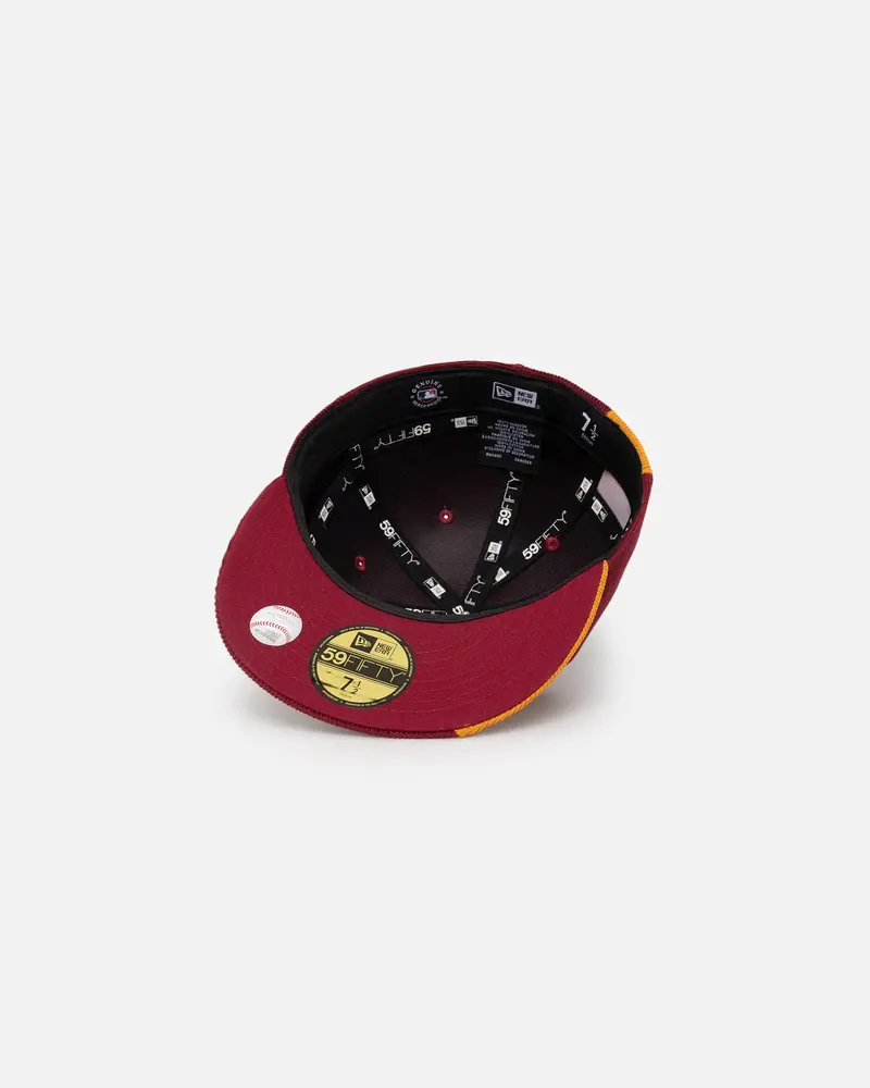 New Era Los Angeles Dodgers 'Maroon Patchwork Corduroy' 59Fifty Fitted Maroon/Yellow 7