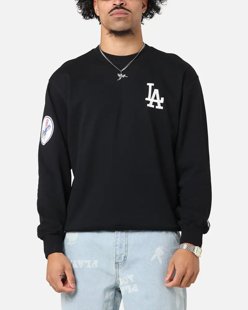 New Era Los Angeles Dodgers Mlb Team Logo Crewneck Black 1