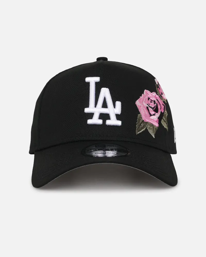 New Era Los Angeles Dodgers 'Pink Rose Embroidery' 9Forty A-Frame Snapback Black/Pink 1