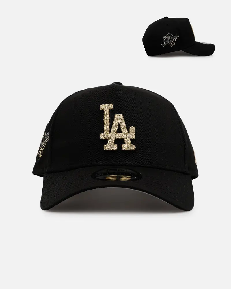 New Era Los Angeles Dodgers 'Raised Metallic Chainstitch' 9Forty A-Frame Snapback Black 1