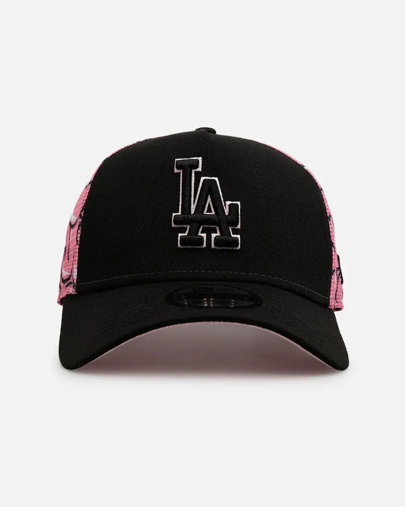 New Era Los Angeles Dodgers 'Thoughtful' 9Forty A-Frame Trucker Snapback Black/Pink 1