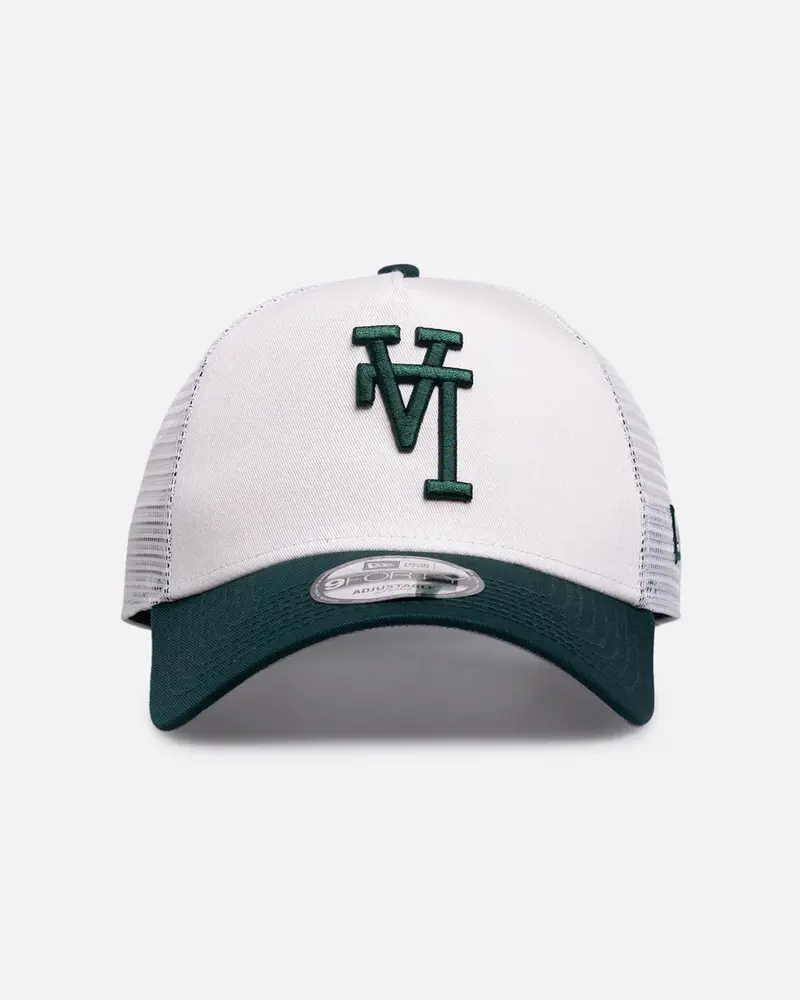 New Era Los Angeles Dodgers 'Upside Down Logo' 9Forty A-Frame Trucker Snapback White/Green 1