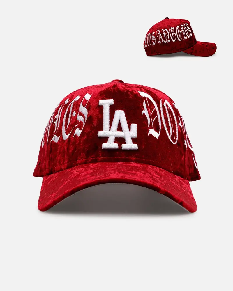 New Era Los Angeles Dodgers 'Velvet Gothic Script' 9Forty A-Frame Snapback Maroon 1