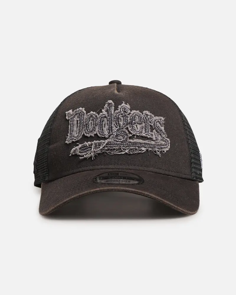 New Era Los Angeles Dodgers 'Washed Fray' 9Forty A-Frame Trucker Snapback Washed Grey 1