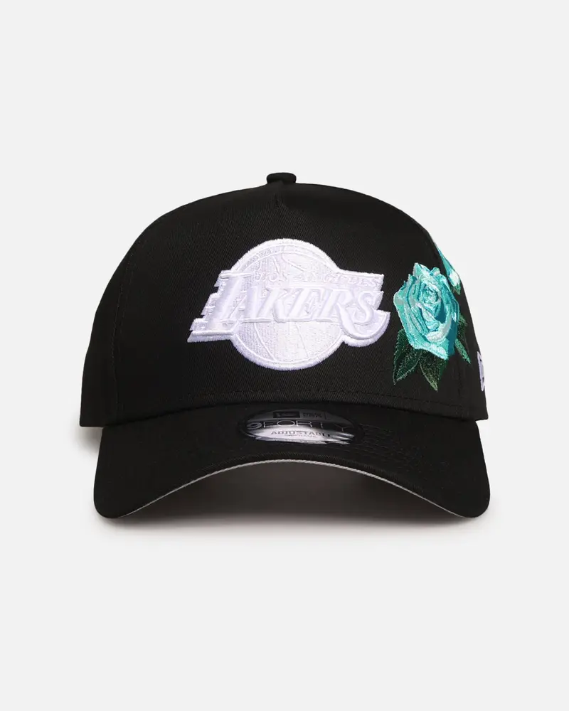 New Era Los Angeles Lakers 'Aqua Rose Embroidery' 9Forty A-Frame Snapback Black/Aqua 1