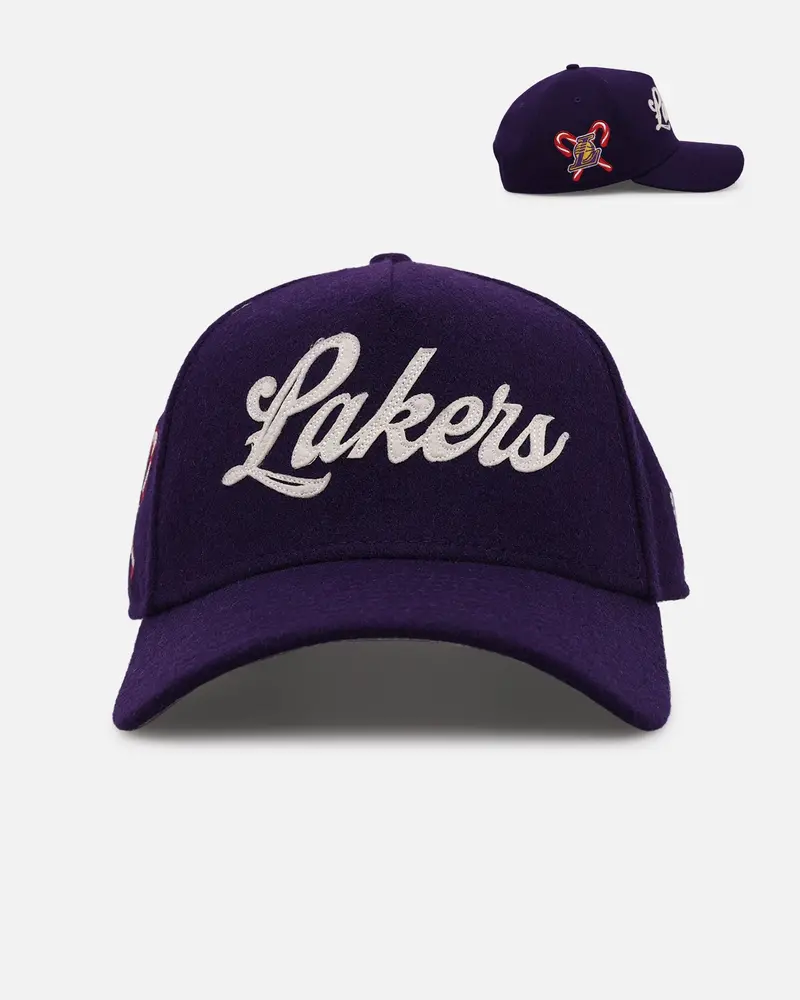 New Era Los Angeles Lakers 'Candy Cane Side Patch' 9Forty A-Frame Snapback Official Team Color 1