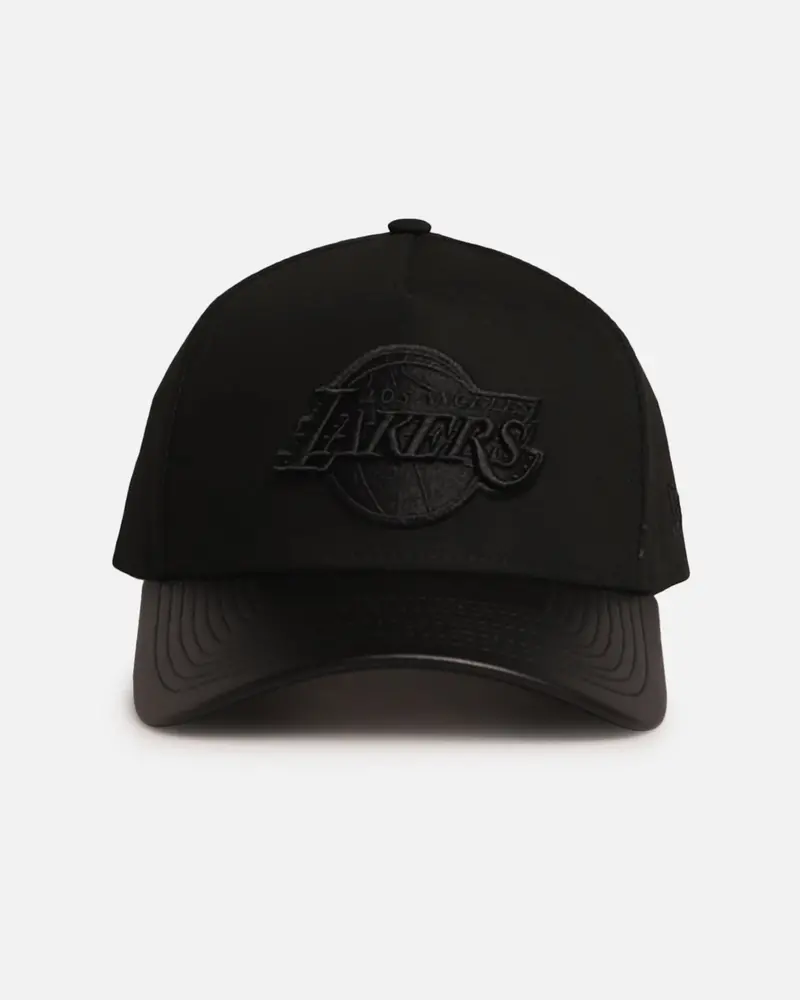 New Era Los Angeles Lakers 'Canvas Leather' 9Forty A-Frame Snapback Black 1