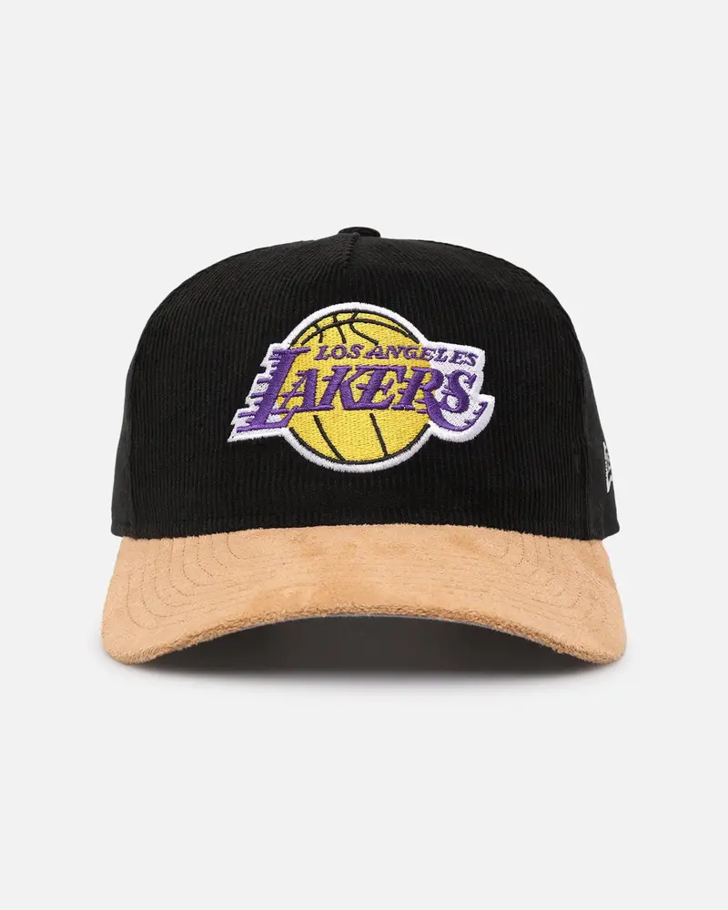 New Era Los Angeles Lakers 'Corduroy Suede' Pre-Curved Golfer Snapback Washed Black 1