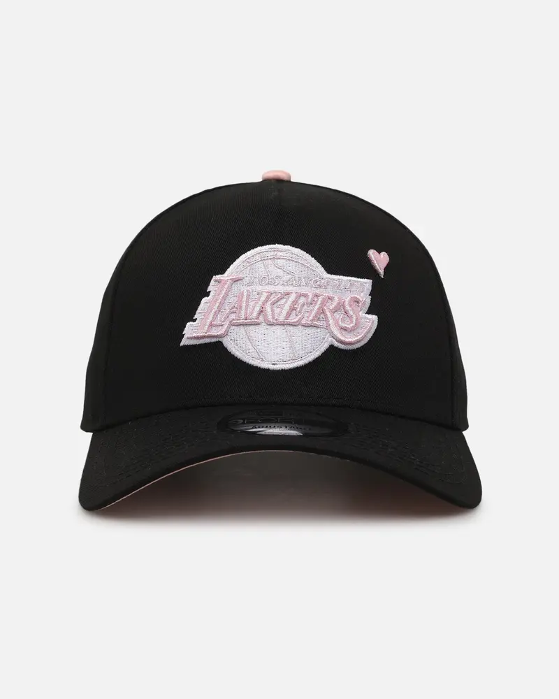 New Era Los Angeles Lakers 'Pink Satin Hearts 2.0' 9Forty A-Frame Snapback Black/Pink 1