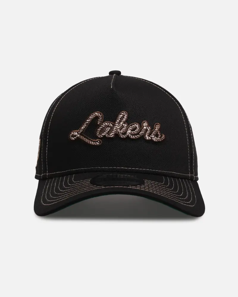New Era Los Angeles Lakers 'Rope Script' 9Forty A-Frame Snapback Black/White 1