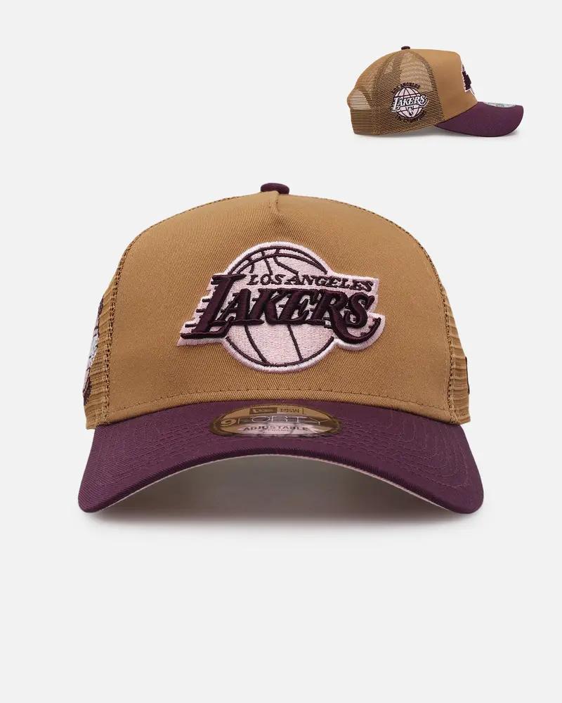 New Era Los Angeles Lakers 'Rustic Rose' 9Forty A-Frame Trucker Snapback Wheat 1