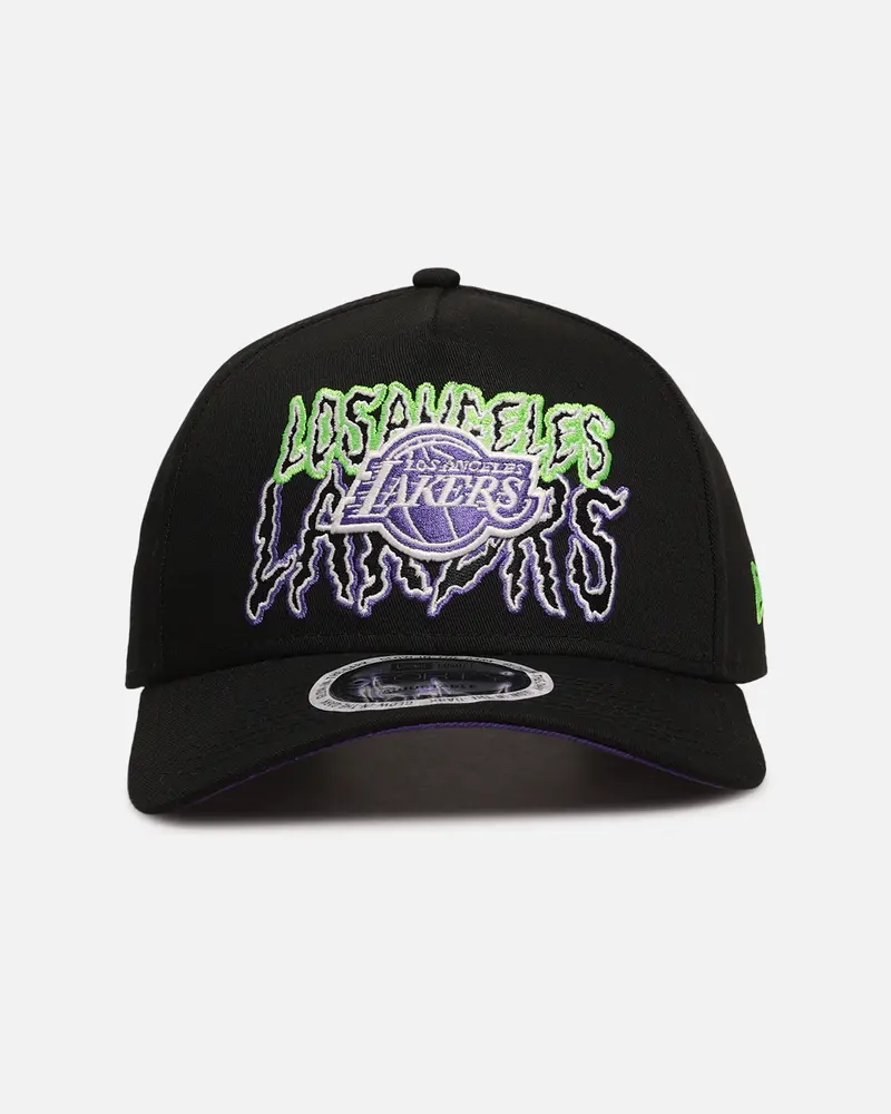 New Era Los Angeles Lakers 'Spooky Script' 9Forty A-Frame Snapback Black/Green/Purple 1