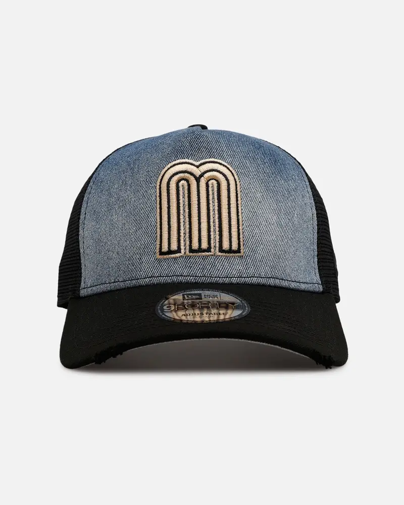 New Era Mexico National Baseball Team 'Bleach' 9Forty A-Frame Trucker Snapback Denim 1