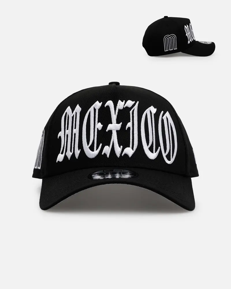 New Era Mexico National Baseball Team 'Oversized Gothic Script Crown' 9Forty A-Frame Snapback Black/White 1