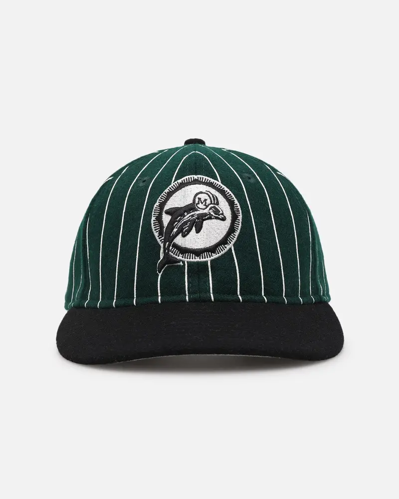 New Era Miami Dolphins 9Fifty Retro Melton Pinstripe Strapback Dark Green/Black 1