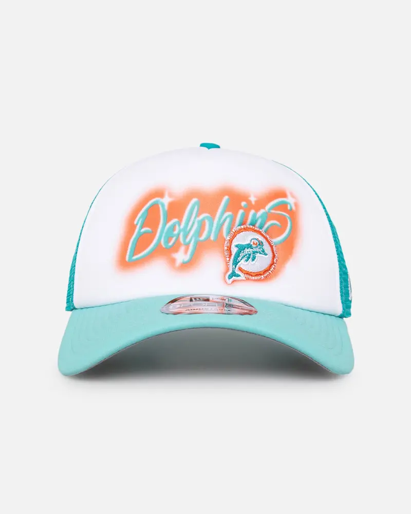 New Era Miami Dolphins 'Airbrush' 9Forty A-Frame Trucker Snapback White/Otc 1