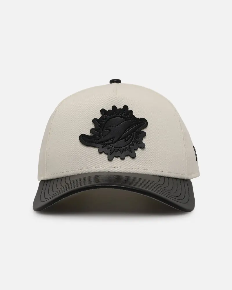 New Era Miami Dolphins 'Leather Visor' 9Forty A-Frame Snapback Chrome White/Black 1