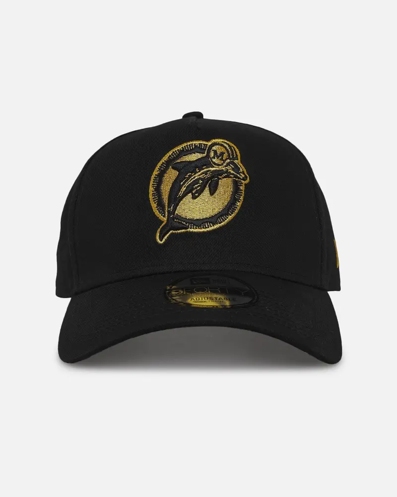 New Era Miami Dolphins 'Nfl Black & Gold Embroidery' 9Forty A-Frame Snapback Black/Gold 1