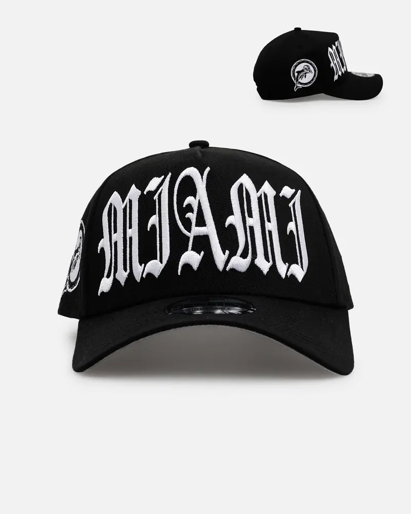 New Era Miami Dolphins 'Oversized Gothic Script Crown' 9Forty A-Frame Snapback Black/White 1