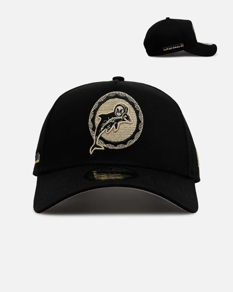 New Era Miami Dolphins 'Raised Metallic Chainstitch' 9Forty A-Frame Snapback Black 1