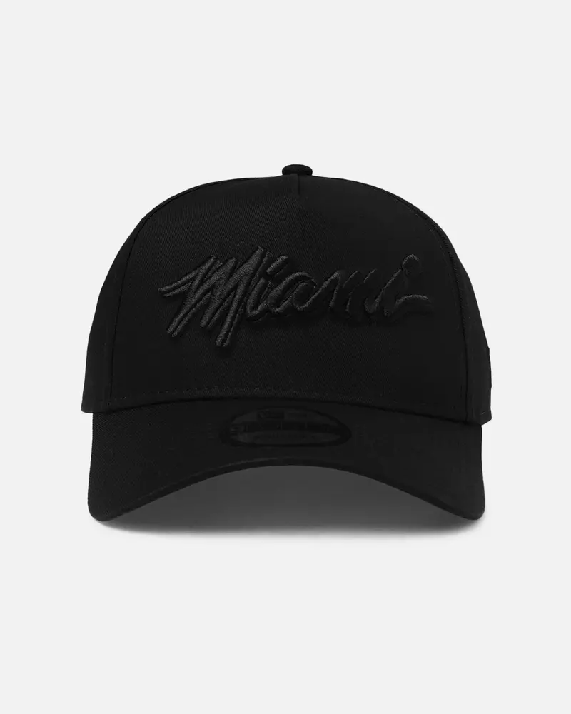New Era Miami Heat 'Nba Black On Black' 9Forty A-Frame Snapback Black 1
