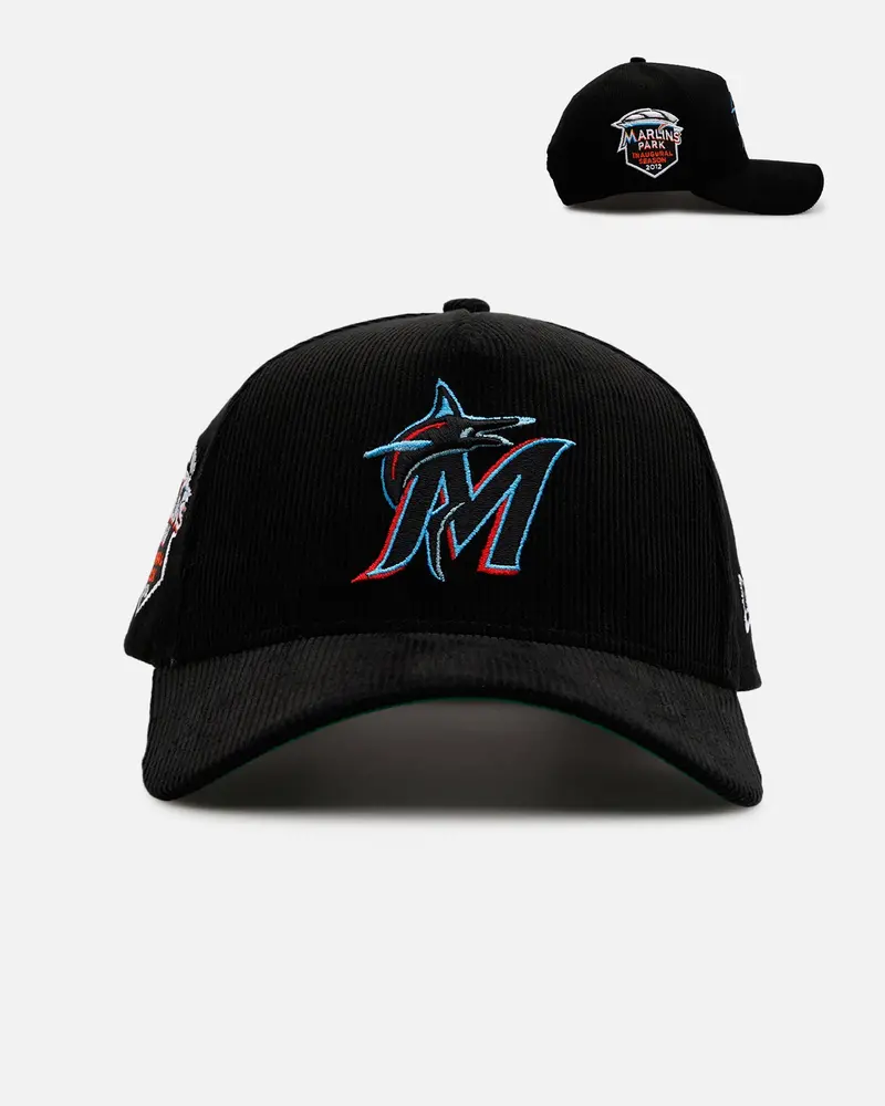 New Era Miami Marlins 'Black Cord' 9Forty A-Frame Corduroy Snapback Black 1