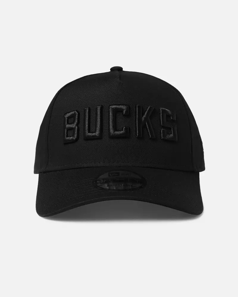 New Era Milwaukee Bucks 'Nba Black On Black' 9Forty A-Frame Snapback Black 1