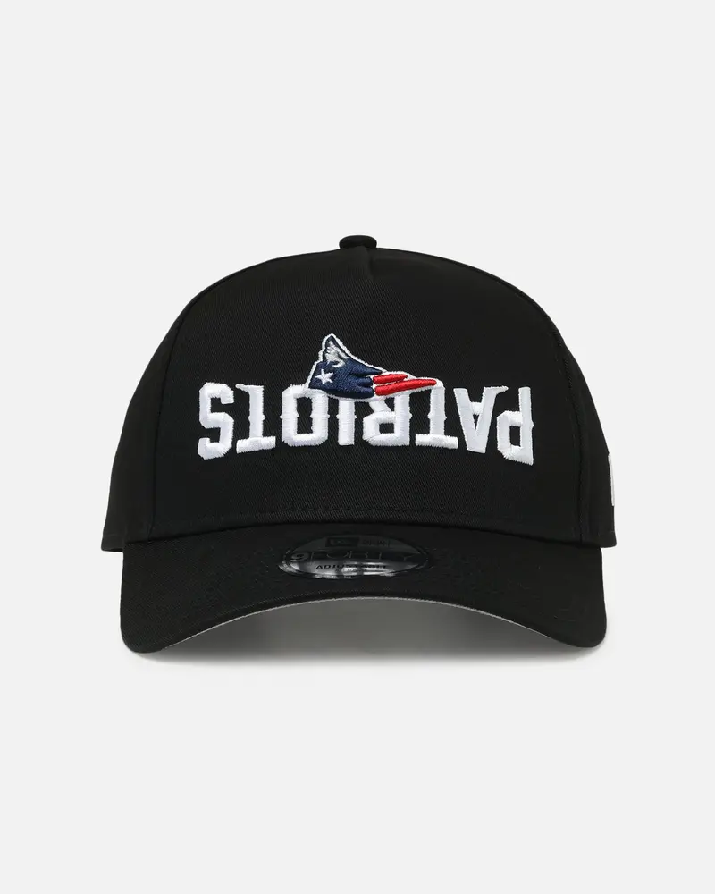 New Era New England Patriots 'Upside Down Logo' 9Forty A-Frame Snapback Black 1
