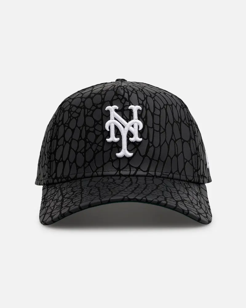 New Era New York Mets 'Croc Skin' 9Forty A-Frame Snapback Black 1